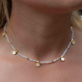 Moonstone Necklace ~ Gold Plated 18k ~Choker ~ Jewelry ~ Gift For Her ~ Minimalist~ Handmade~ Thin Chain~ Delicate ~Layered ~ MN106