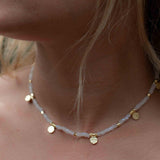 Moonstone Necklace ~ Gold Plated 18k ~Choker ~ Jewelry ~ Gift For Her ~ Minimalist~ Handmade~ Thin Chain~ Delicate ~Layered ~ MN106