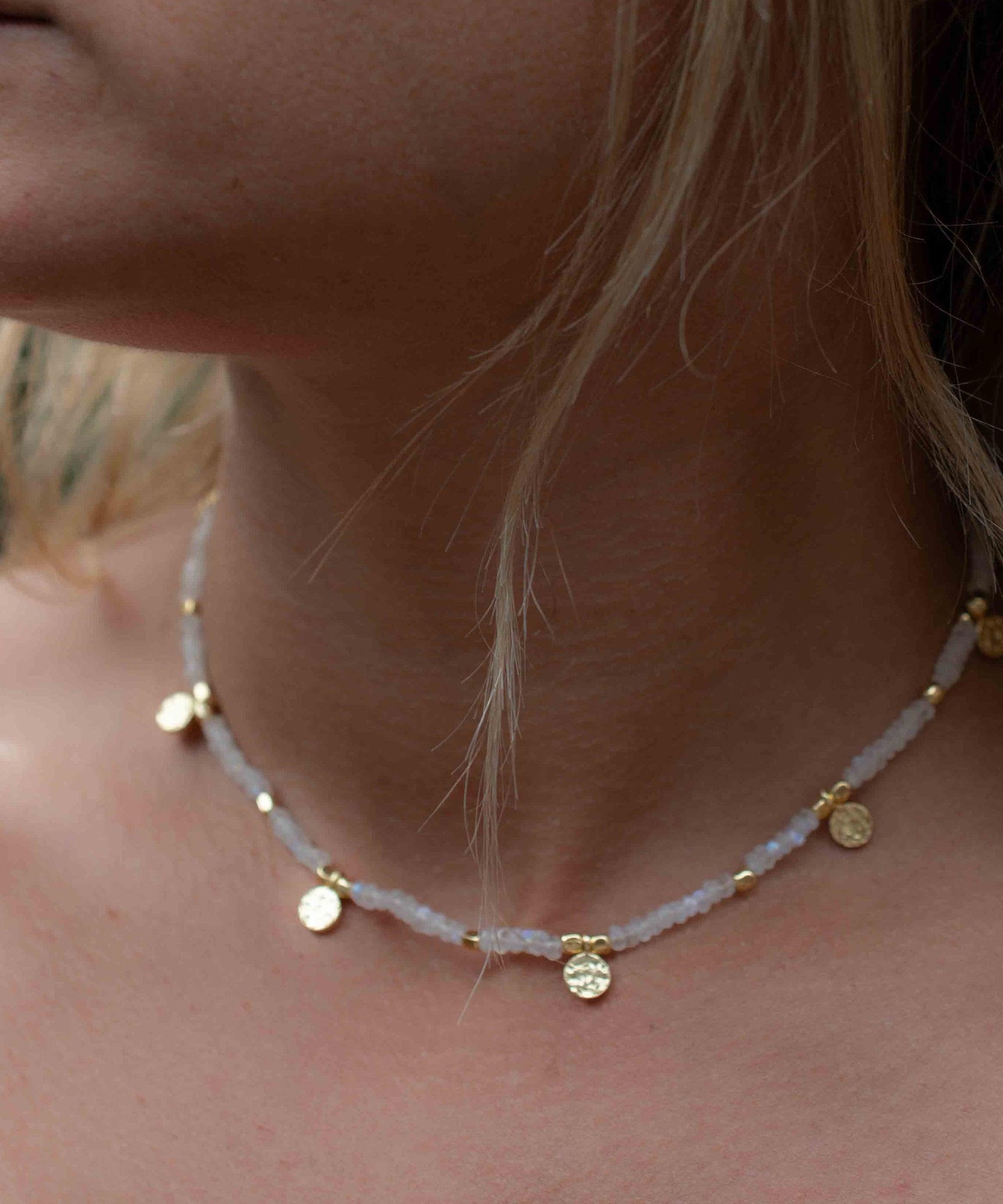 Moonstone Necklace ~ Gold Plated 18k ~Choker ~ Jewelry ~ Gift For Her ~ Minimalist~ Handmade~ Thin Chain~ Delicate ~Layered ~ MN106