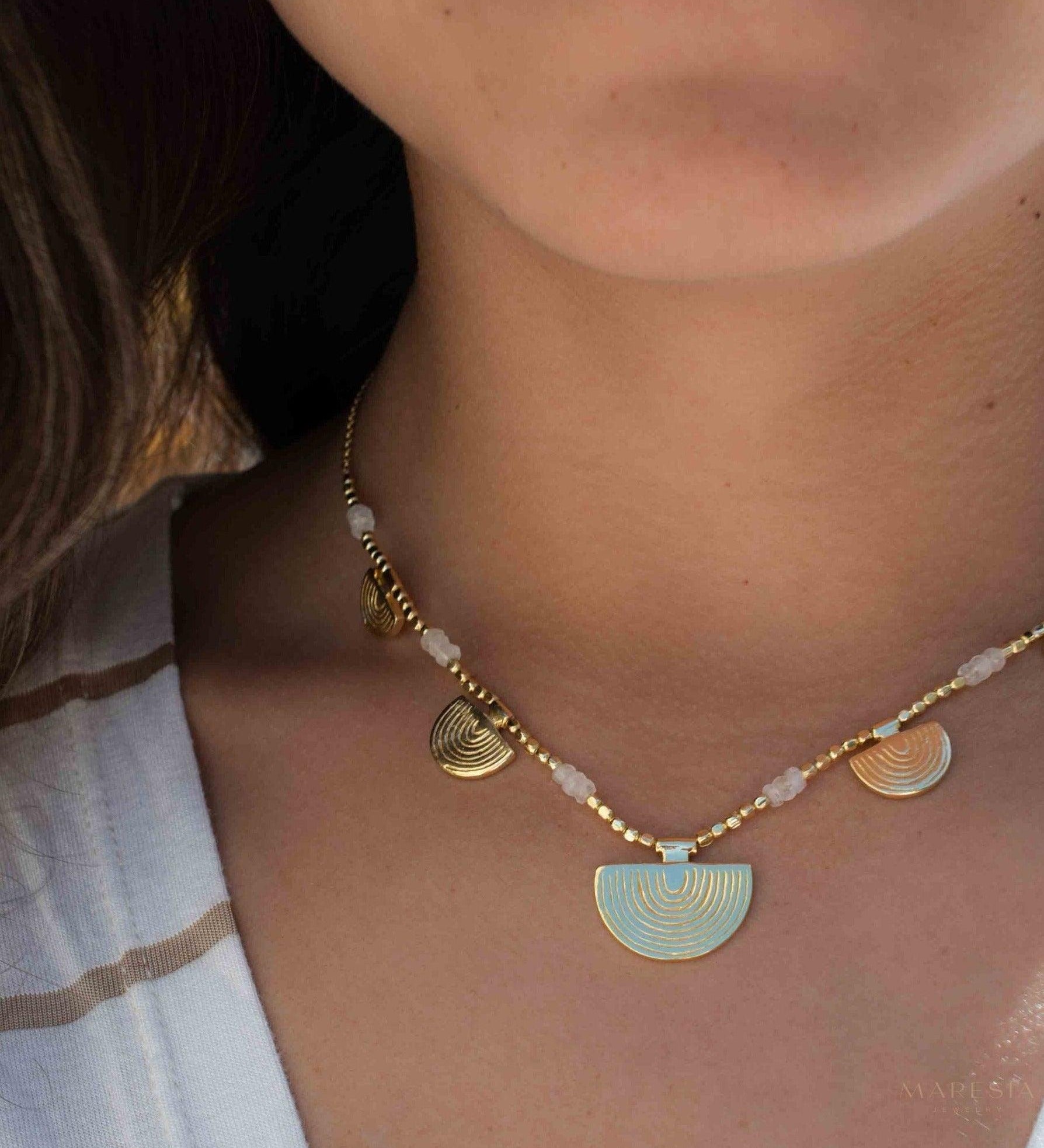 Moonstone Necklace ~ Gold Plated 18k ~Jewelry ~ Gift For Her ~ Minimalist~ Handmade~ Thin Chain~ Delicate ~Layered ~ MN138