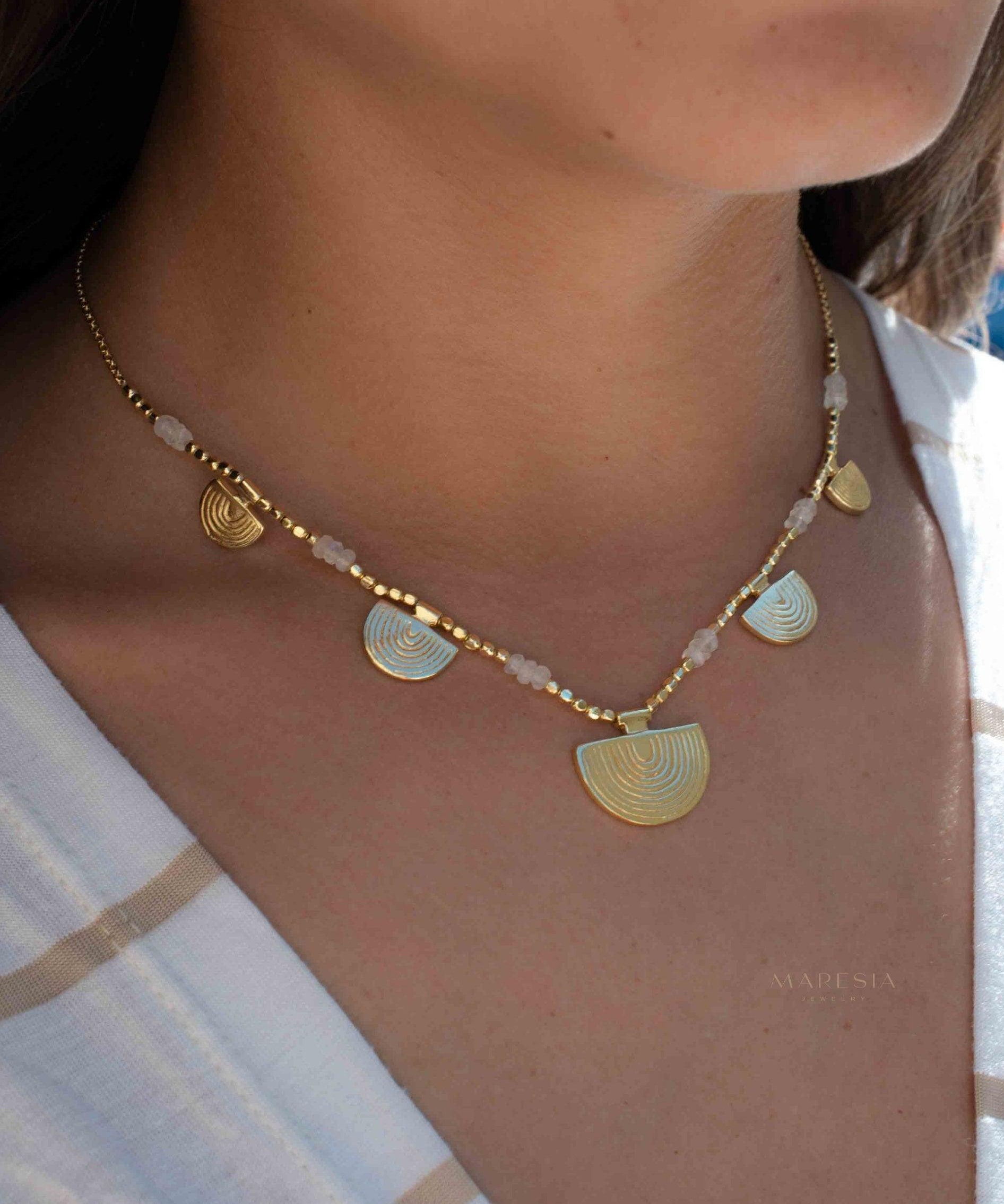 Moonstone Necklace ~ Gold Plated 18k ~Jewelry ~ Gift For Her ~ Minimalist~ Handmade~ Thin Chain~ Delicate ~Layered ~ MN138