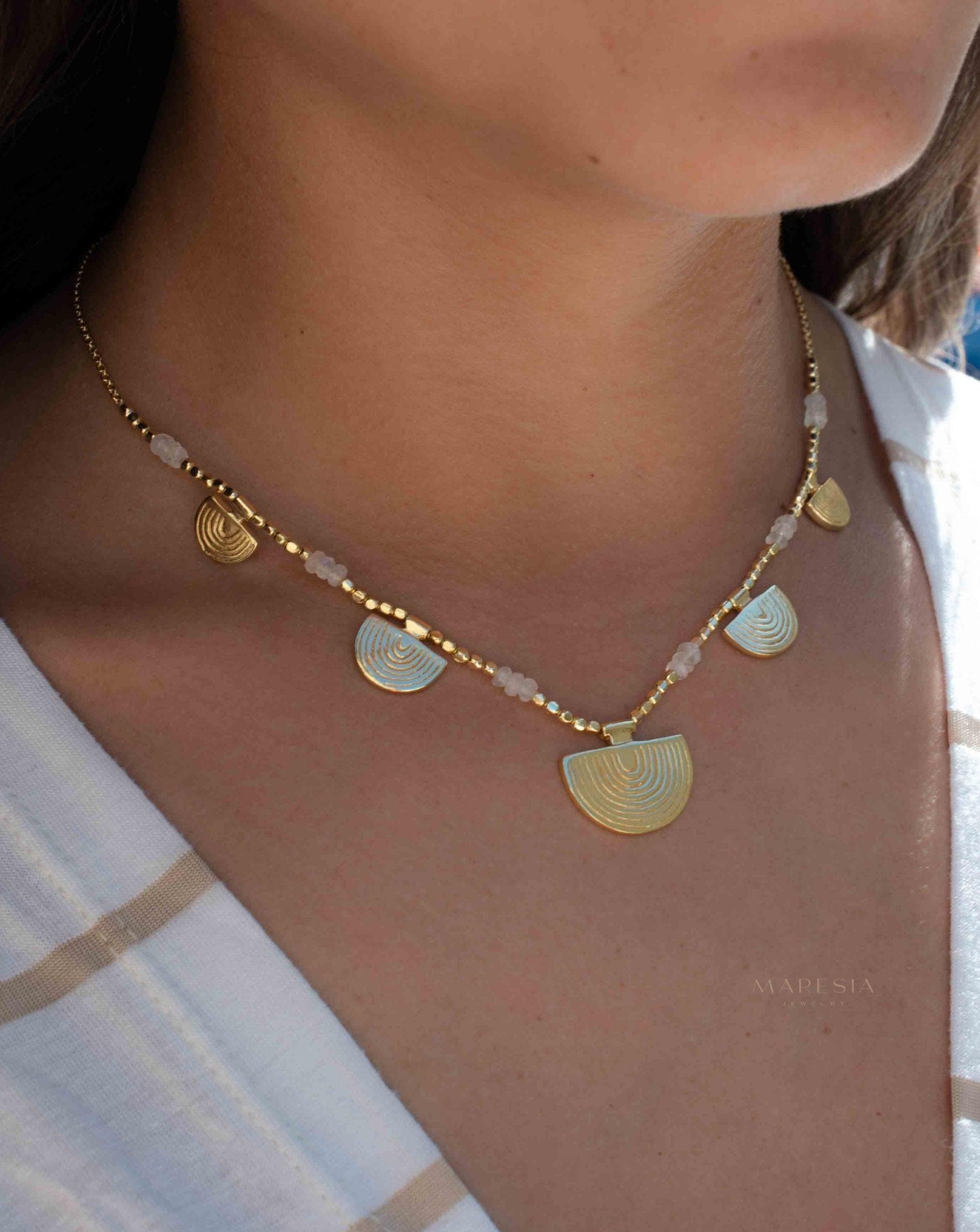 Moonstone Necklace ~ Gold Plated 18k ~Jewelry ~ Gift For Her ~ Minimalist~ Handmade~ Thin Chain~ Delicate ~Layered ~ MN138