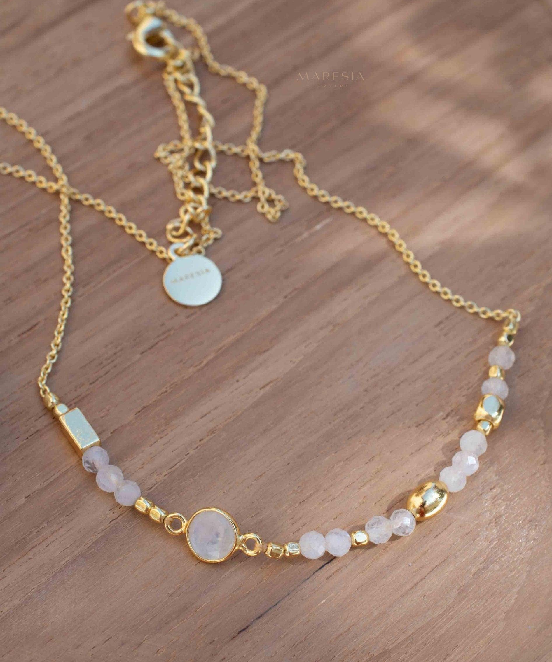 Moonstone Necklace ~ Gold Plated 18k ~Jewelry ~ Gift For Her ~ Minimalist~ Handmade~ Thin Chain~ Delicate ~Layered ~ MN141