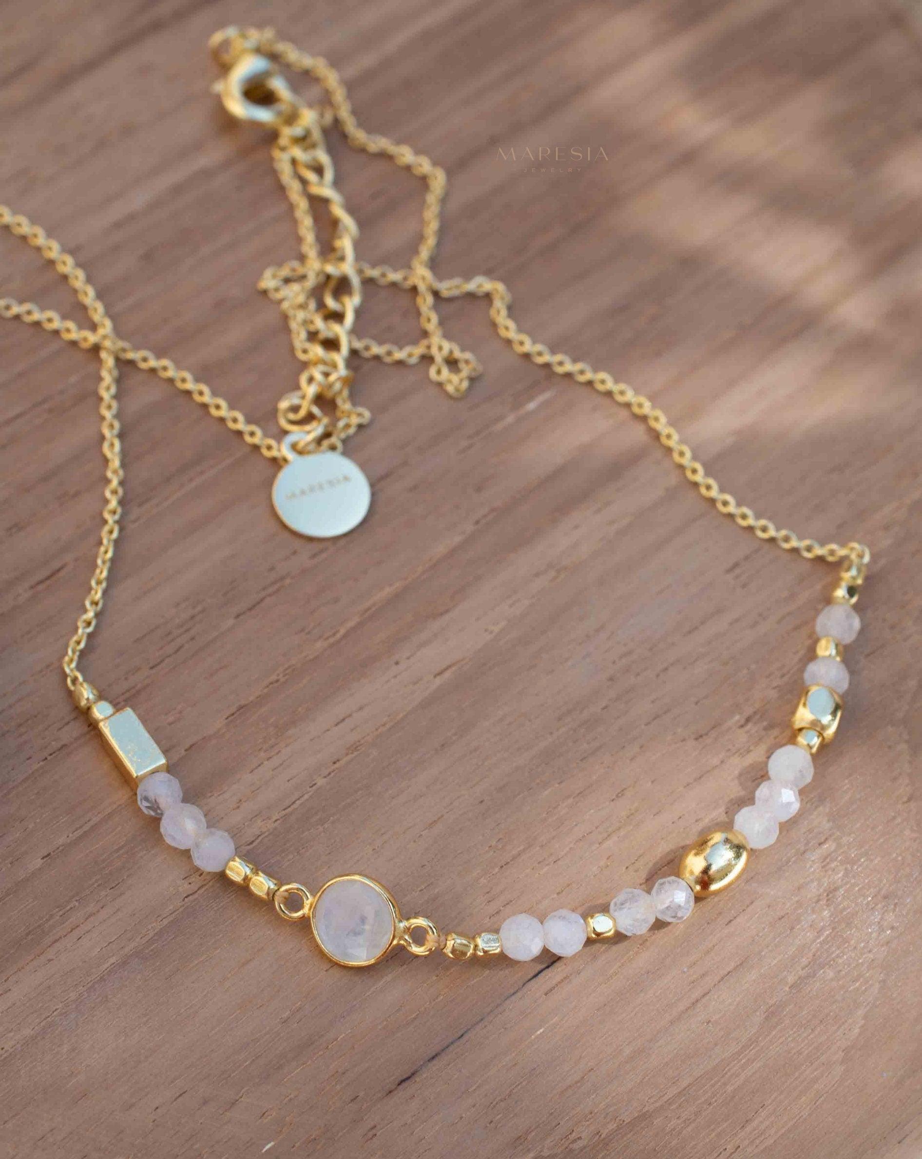 Moonstone Necklace ~ Gold Plated 18k ~Jewelry ~ Gift For Her ~ Minimalist~ Handmade~ Thin Chain~ Delicate ~Layered ~ MN141