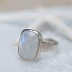 Moonstone ~ Sterling Silver 925 ~ Handmade ~ Gemstone ~ Statement ~ Everyday ~  Rectangular stone ~ Hippie ~Bohemian~June Birthstone~ MR221