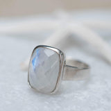 Moonstone ~ Sterling Silver 925 ~ Handmade ~ Gemstone ~ Statement ~ Everyday ~  Rectangular stone ~ Hippie ~Bohemian~June Birthstone~ MR221