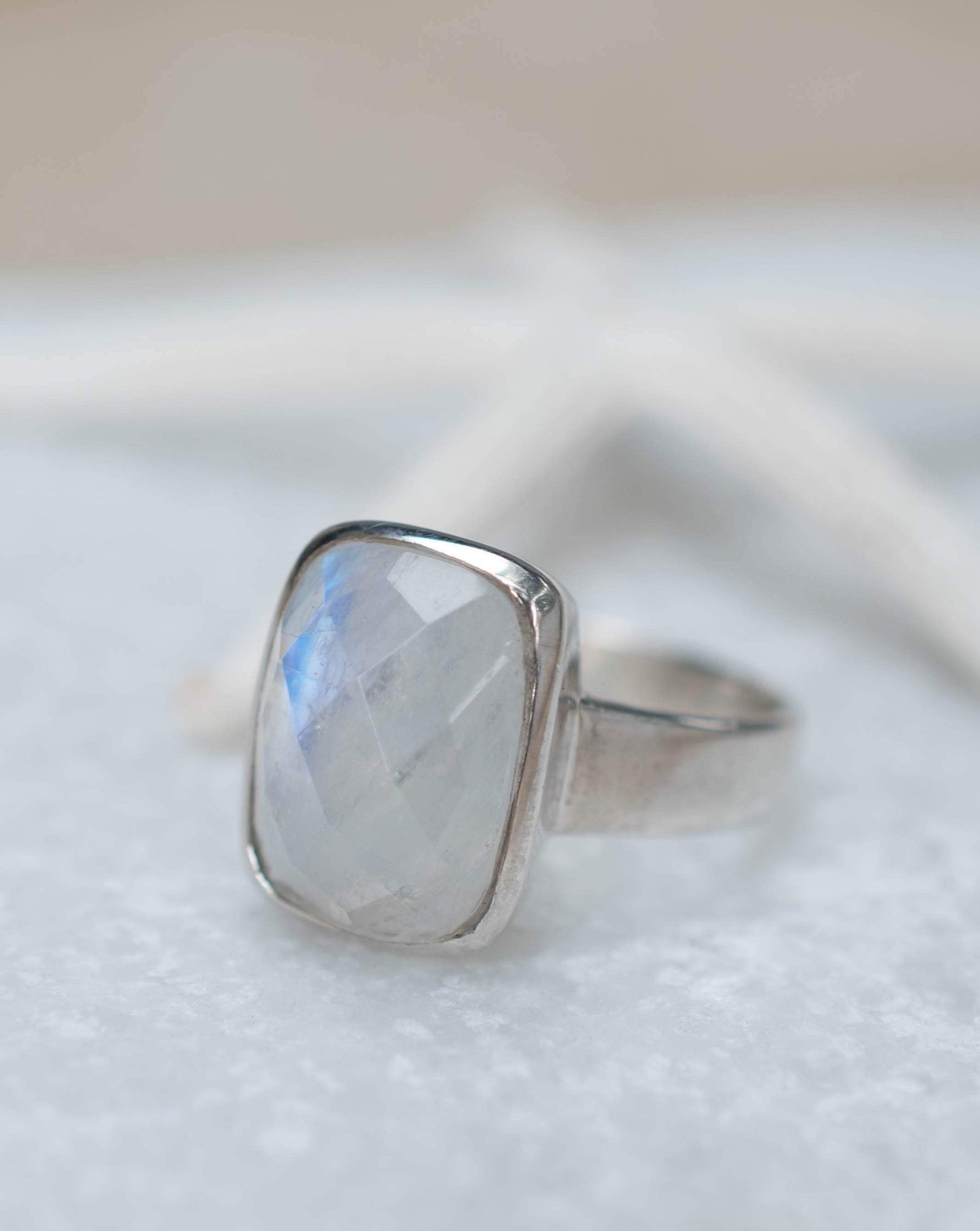 Moonstone ~ Sterling Silver 925 ~ Handmade ~ Gemstone ~ Statement ~ Everyday ~  Rectangular stone ~ Hippie ~Bohemian~June Birthstone~ MR221