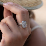 Moonstone ~ Sterling Silver 925 ~ Handmade ~ Gemstone ~ Statement ~ Everyday ~  Rectangular stone ~ Hippie ~Bohemian~June Birthstone~ MR221
