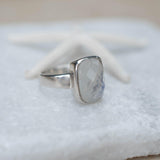 Moonstone ~ Sterling Silver 925 ~ Handmade ~ Gemstone ~ Statement ~ Everyday ~  Rectangular stone ~ Hippie ~Bohemian~June Birthstone~ MR221