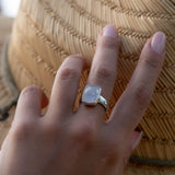 Moonstone ~ Sterling Silver 925 ~ Handmade ~ Gemstone ~ Statement ~ Everyday ~  Rectangular stone ~ Hippie ~Bohemian~June Birthstone~ MR221