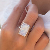 Moonstone Rectangular ~ Sterling Silver 925 ~ MR073 - Maresia Jewelry