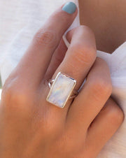 Moonstone Rectangular ~ Sterling Silver 925 ~ MR073 - Maresia Jewelry