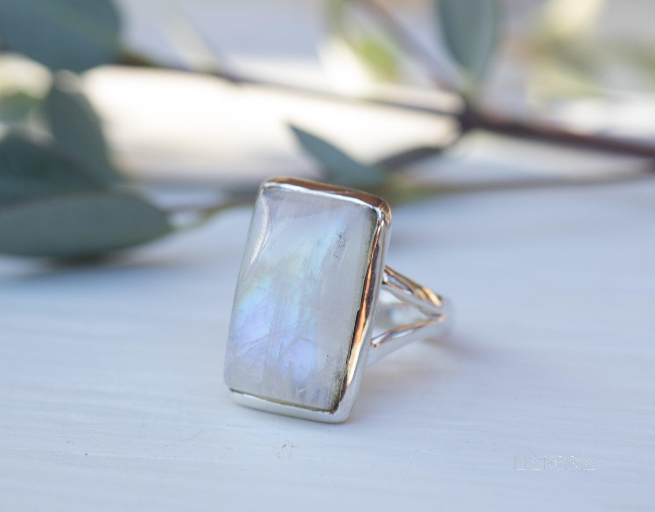 Moonstone Rectangular ~ Sterling Silver 925 ~ MR073 - Maresia Jewelry