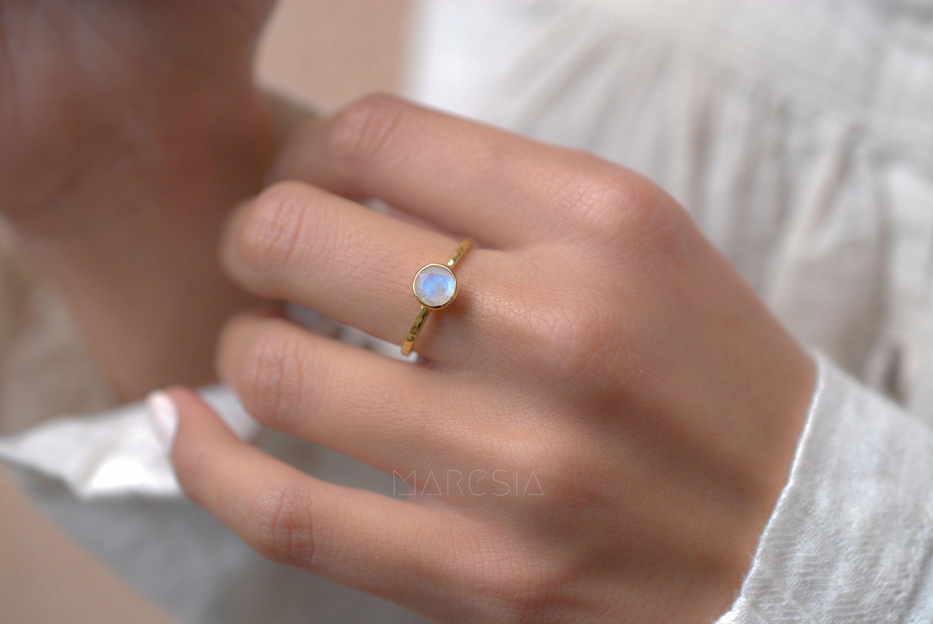 Moonstone Ring ~ 18k Gold Plated ~MR101A - Maresia Jewelry