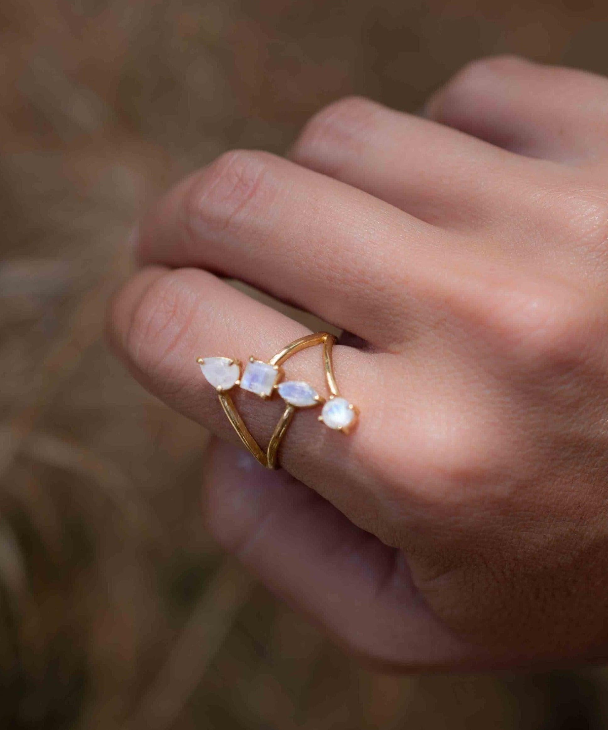 Moonstone Ring ~ Natural Stone ~ 18k Gold Plated ~ Jewelry ~ Handmade ~ Statement Ring ~ Boho ~ MR305