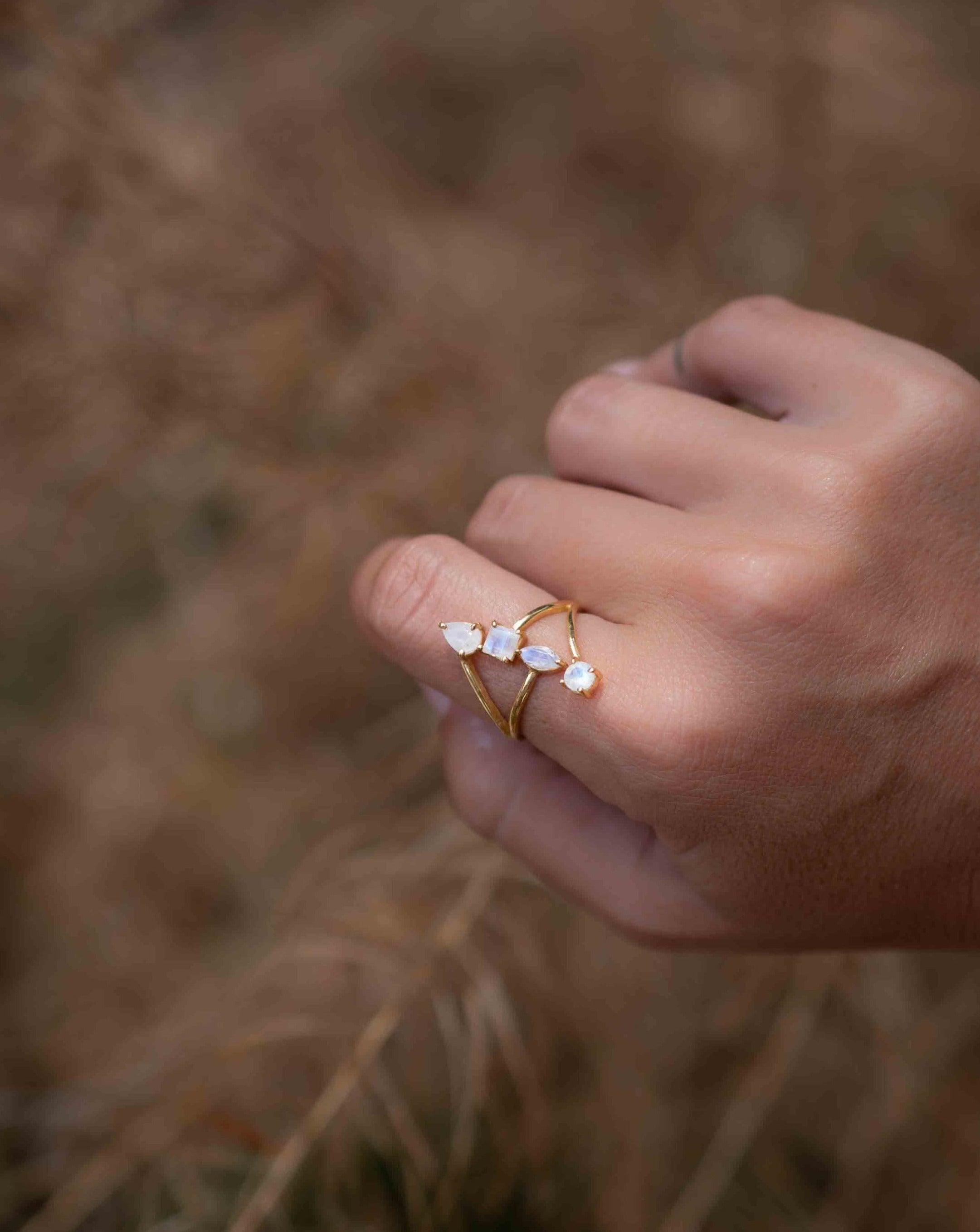 Moonstone Ring ~ Natural Stone ~ 18k Gold Plated ~ Jewelry ~ Handmade ~ Statement Ring ~ Boho ~ MR305