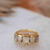 Moonstone Ring ~ Rectangular Stone ~ 18k Gold Plated ~ Jewelry ~ Handmade ~ Stackable ~ Boho ~ MR318