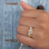 Moonstone Ring ~ Rectangular Stone ~ 18k Gold Plated ~ Jewelry ~ Handmade ~ Stackable ~ Boho ~ MR318