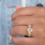 Moonstone Ring ~ Rectangular Stone ~ 18k Gold Plated ~ Jewelry ~ Handmade ~ Stackable ~ Boho ~ MR318