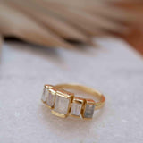 Moonstone Ring ~ Rectangular Stone ~ 18k Gold Plated ~ Jewelry ~ Handmade ~ Stackable ~ Boho ~ MR318