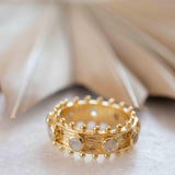 Moonstone Gold Plated Ring ~ Natural Stone ~ 18k Gold Plated ~ Jewelry ~ Handmade ~ Stackable ~ Boho ~ MR324