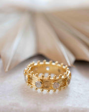 Moonstone Gold Plated Ring ~ Natural Stone ~ 18k Gold Plated ~ Jewelry ~ Handmade ~ Stackable ~ Boho ~ MR324
