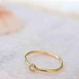 Moonstone Gold Ring ~ Delicate ~ 18k Gold Plated ~ Handmade ~ Gemstone ~Everyday~ Hippie~Bohemian~June Birthstone~Stackable ~ MR325