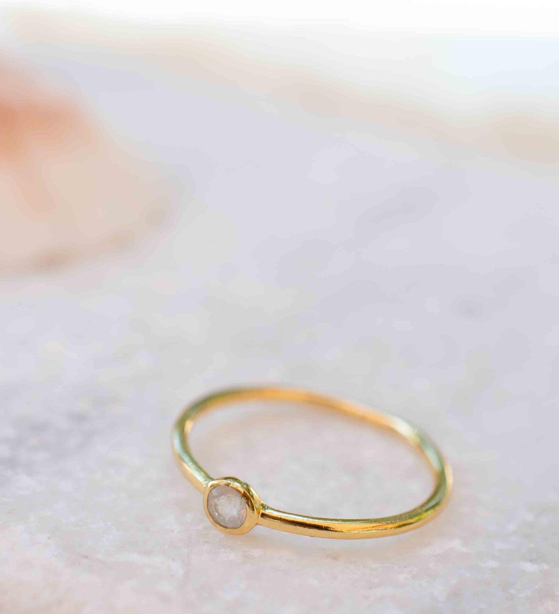 Moonstone Gold Ring ~ Delicate ~ 18k Gold Plated ~ Handmade ~ Gemstone ~Everyday~ Hippie~Bohemian~June Birthstone~Stackable ~ MR325