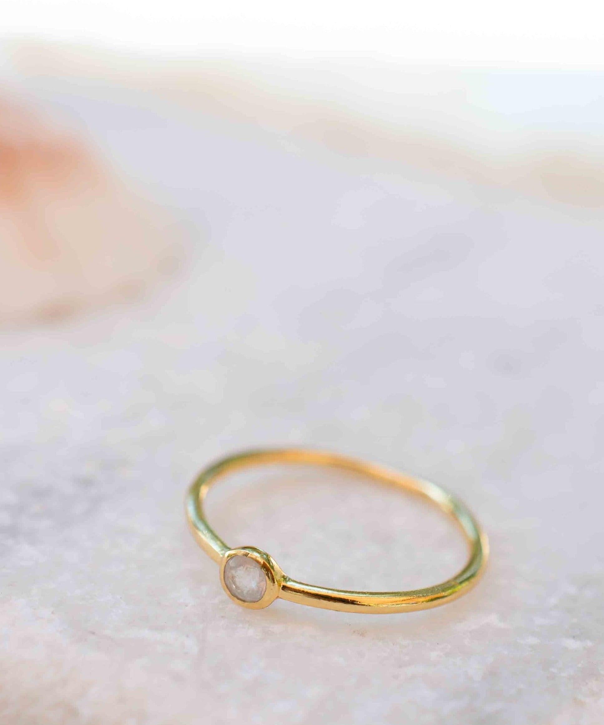 Moonstone Gold Ring ~ Delicate ~ 18k Gold Plated ~ Handmade ~ Gemstone ~Everyday~ Hippie~Bohemian~June Birthstone~Stackable ~ MR325