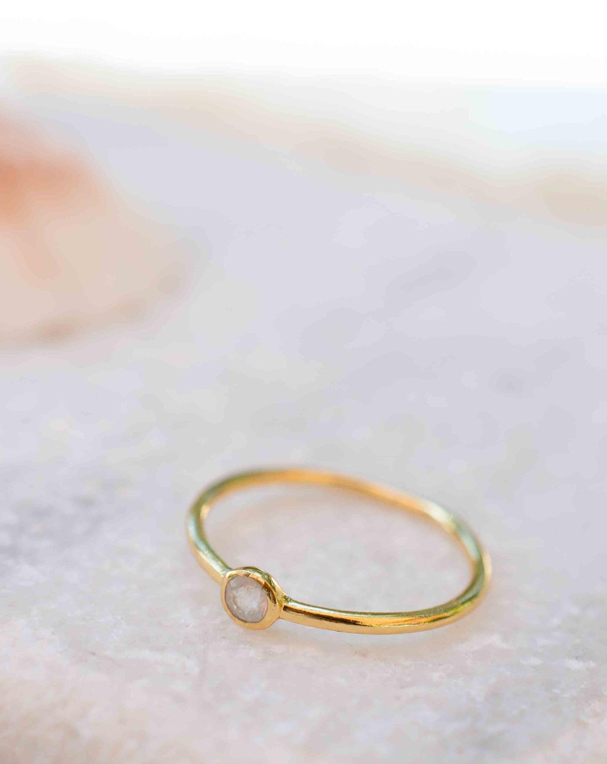 Moonstone Gold Ring ~ Delicate ~ 18k Gold Plated ~ Handmade ~ Gemstone ~Everyday~ Hippie~Bohemian~June Birthstone~Stackable ~ MR325