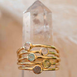 Moonstone Gold Ring ~ Delicate ~ 18k Gold Plated ~ Handmade ~ Gemstone ~Everyday~ Hippie~Bohemian~June Birthstone~Stackable ~ MR325