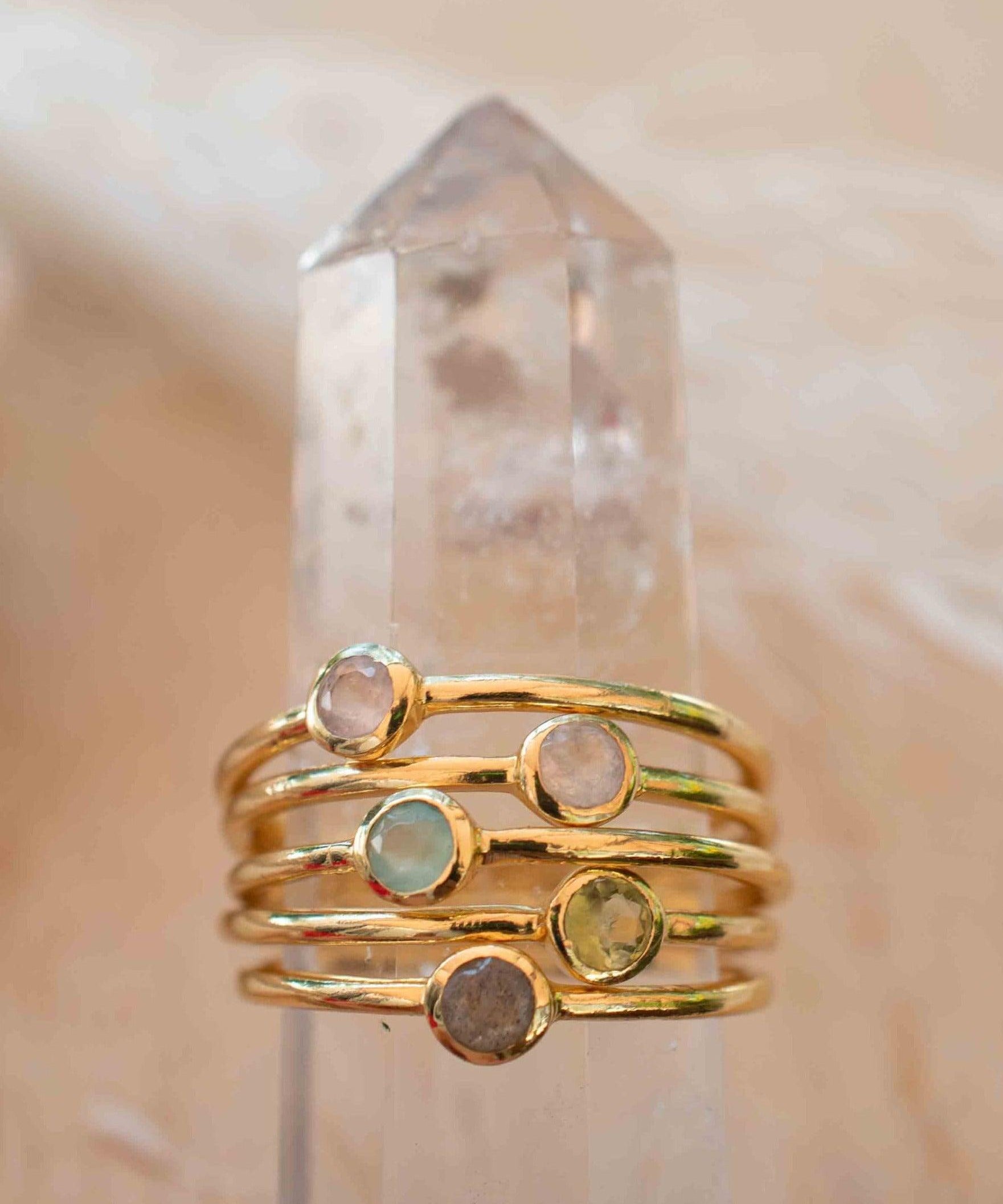 Moonstone Gold Ring ~ Delicate ~ 18k Gold Plated ~ Handmade ~ Gemstone ~Everyday~ Hippie~Bohemian~June Birthstone~Stackable ~ MR325