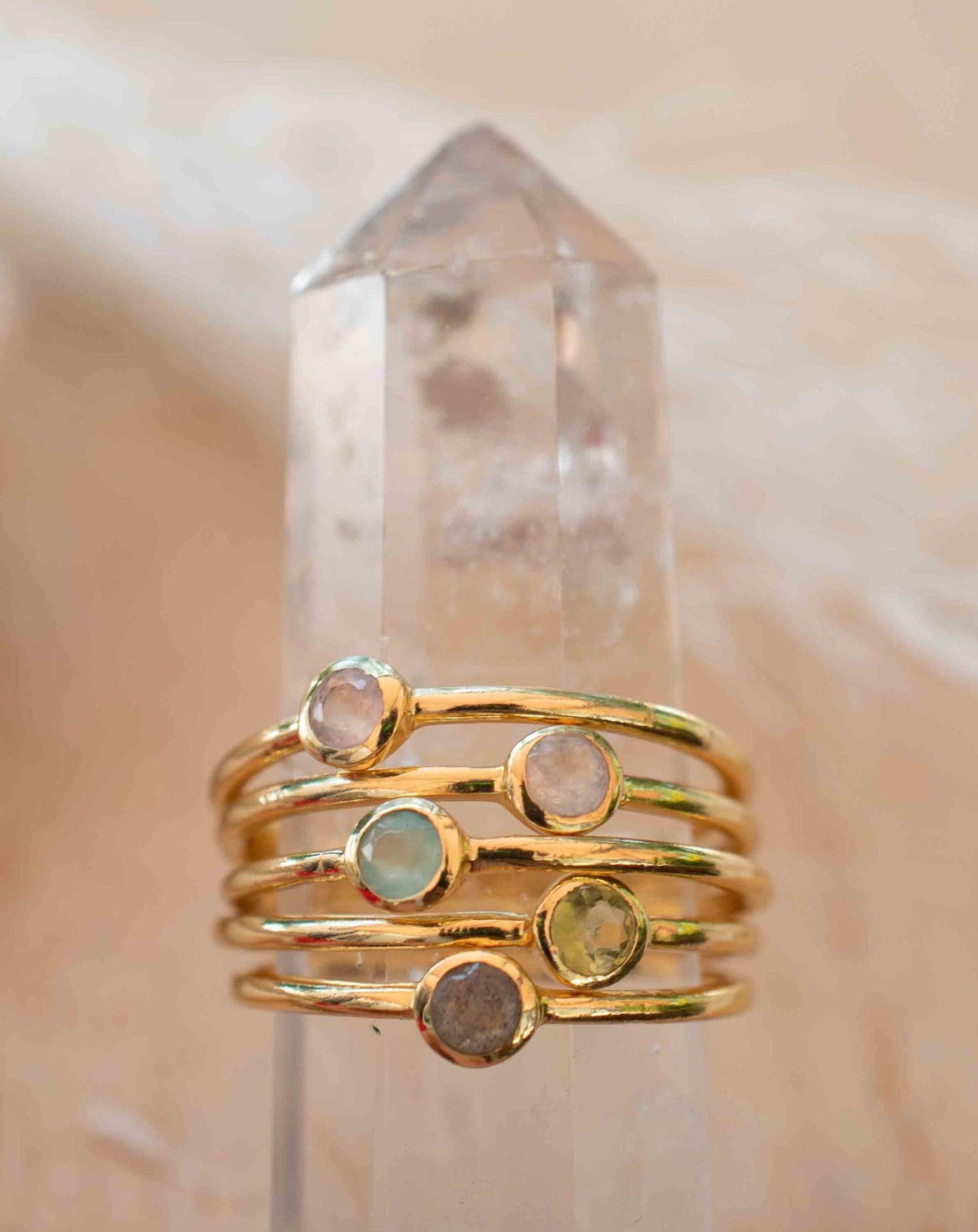 Moonstone Gold Ring ~ Delicate ~ 18k Gold Plated ~ Handmade ~ Gemstone ~Everyday~ Hippie~Bohemian~June Birthstone~Stackable ~ MR325