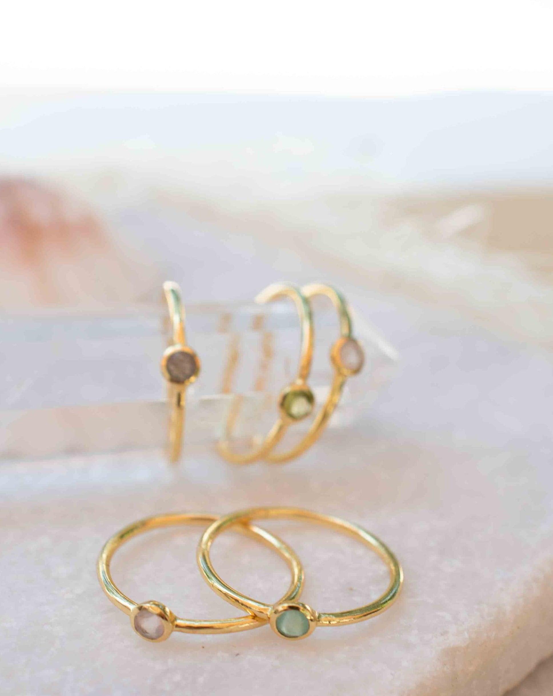 Moonstone Gold Ring ~ Delicate ~ 18k Gold Plated ~ Handmade ~ Gemstone ~Everyday~ Hippie~Bohemian~June Birthstone~Stackable ~ MR325