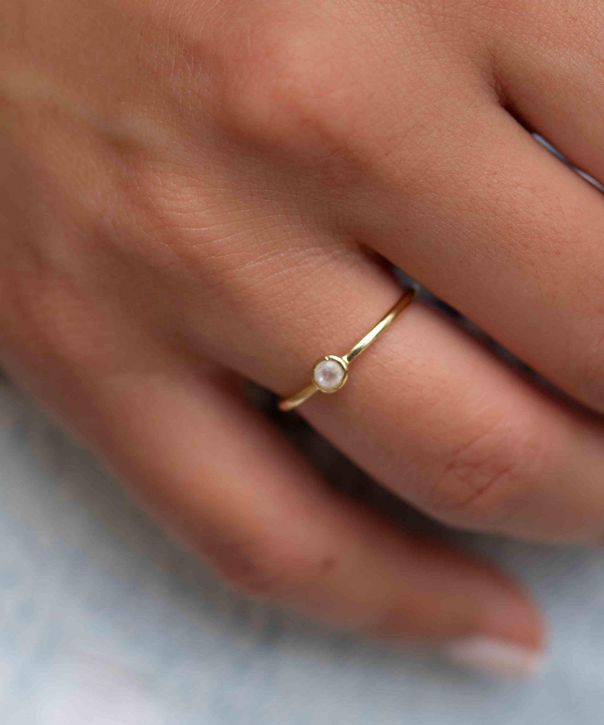 Moonstone Gold Ring ~ Delicate ~ 18k Gold Plated ~ Handmade ~ Gemstone ~Everyday~ Hippie~Bohemian~June Birthstone~Stackable ~ MR325