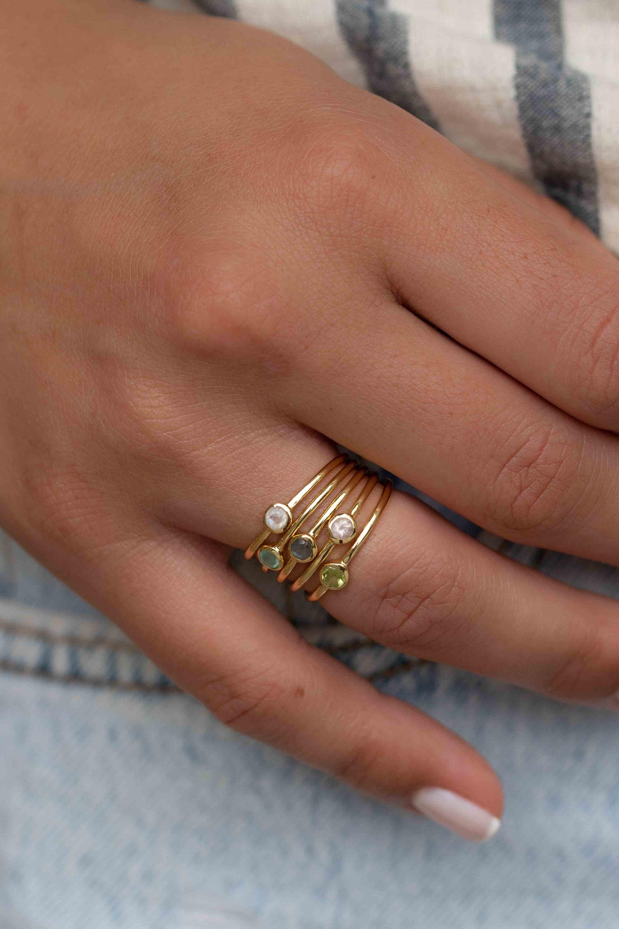 Moonstone Gold Ring ~ Delicate ~ 18k Gold Plated ~ Handmade ~ Gemstone ~Everyday~ Hippie~Bohemian~June Birthstone~Stackable ~ MR325