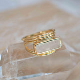 Moonstone Ring ~ Rectangular Stone ~ 18k Gold Plated ~ Jewelry ~ Handmade ~ Stackable ~ Boho ~ MR303