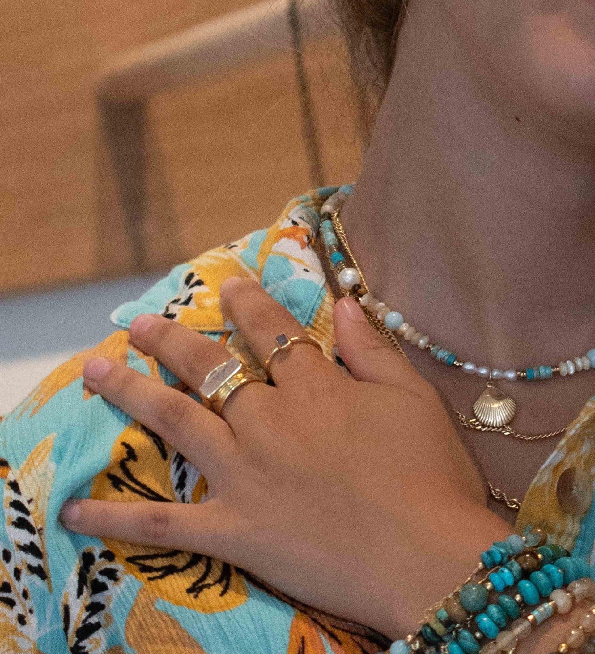 Moonstone Ring ~ Rectangular Stone ~ 18k Gold Plated ~ Jewelry ~ Handmade ~ Stackable ~ Boho ~ MR303