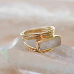Moonstone Ring ~ Rectangular Stone ~ 18k Gold Plated ~ Jewelry ~ Handmade ~ Stackable ~ Boho ~ MR303