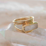Moonstone Ring ~ Rectangular Stone ~ 18k Gold Plated ~ Jewelry ~ Handmade ~ Stackable ~ Boho ~ MR303
