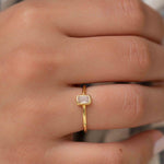 Moonstone Ring ~ Rectangular Stone ~ 18k Gold Plated ~ Jewelry ~ Handmade ~ Stackable ~ Boho ~ MR319