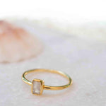 Moonstone Ring ~ Rectangular Stone ~ 18k Gold Plated ~ Jewelry ~ Handmade ~ Stackable ~ Boho ~ MR319