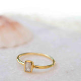 Moonstone Ring ~ Rectangular Stone ~ 18k Gold Plated ~ Jewelry ~ Handmade ~ Stackable ~ Boho ~ MR319
