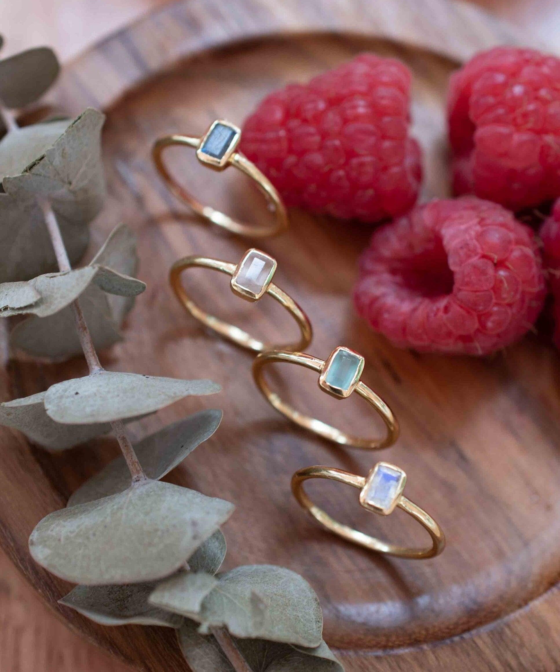 Moonstone Ring ~ Rectangular Stone ~ 18k Gold Plated ~ Jewelry ~ Handmade ~ Stackable ~ Boho ~ MR319