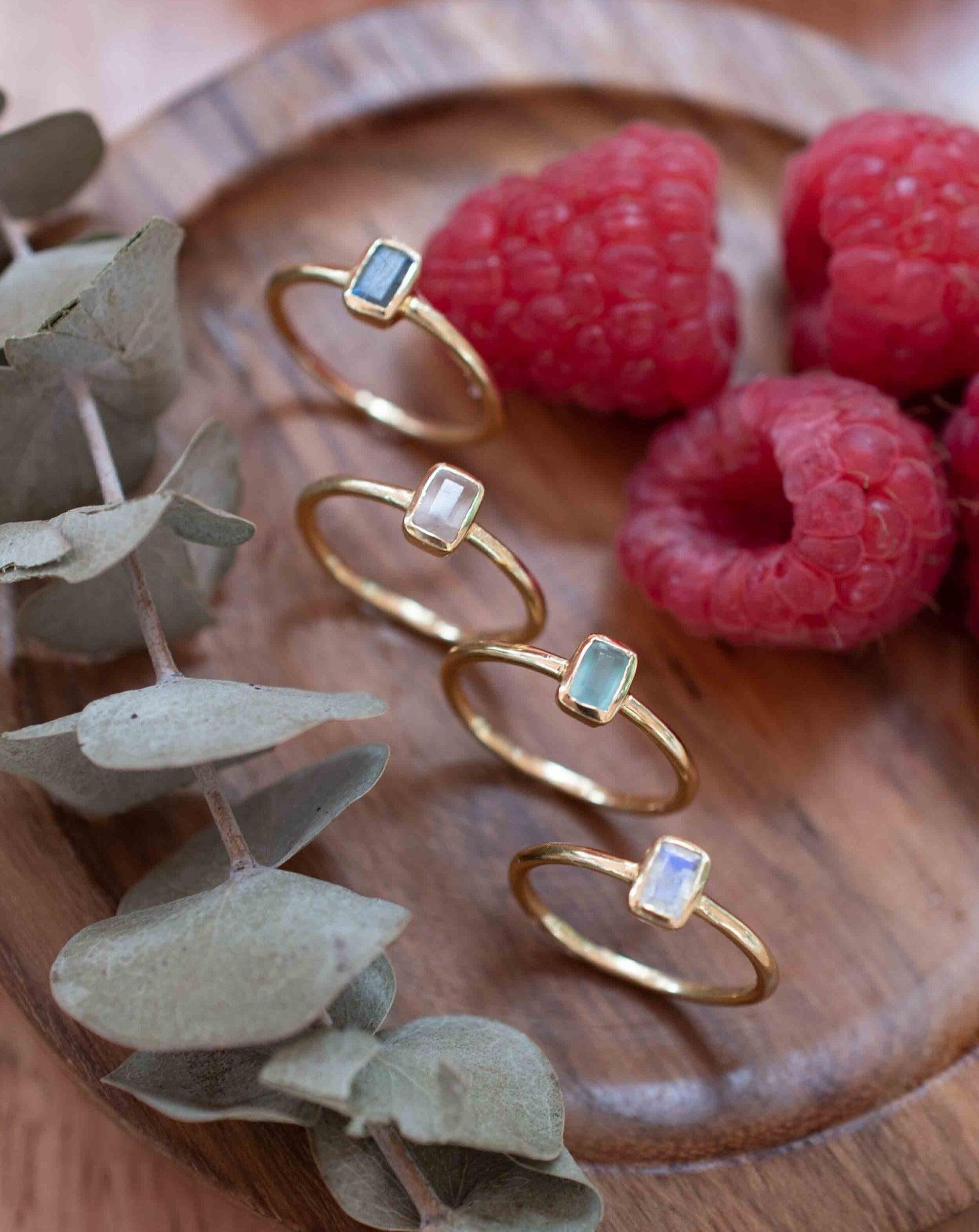 Moonstone Ring ~ Rectangular Stone ~ 18k Gold Plated ~ Jewelry ~ Handmade ~ Stackable ~ Boho ~ MR319