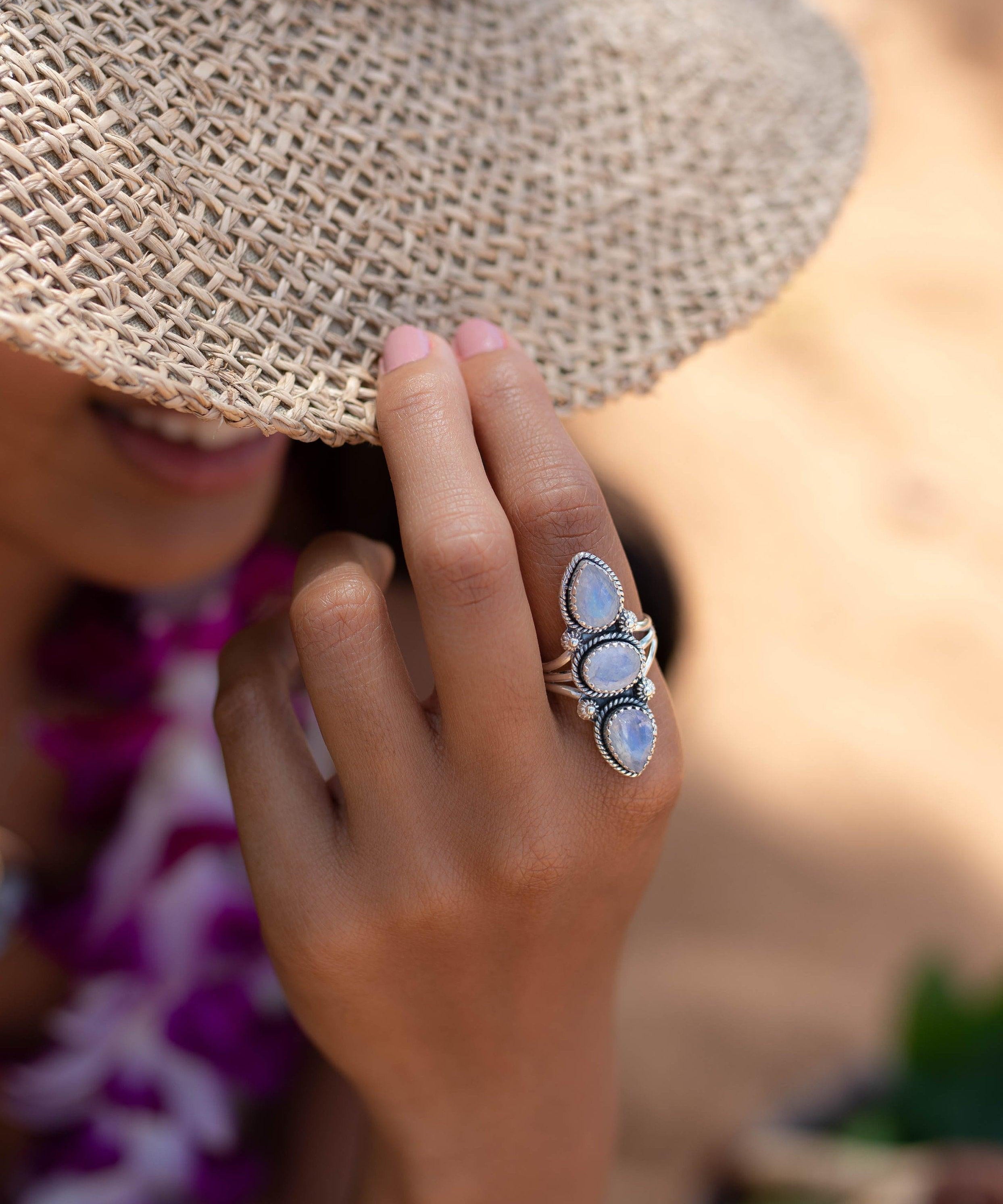 Moonstone Ring ~  Sterling Silver 925 ~ Handmade ~ Gemstone ~ Statement ~ Everyday ~ Hippie ~Bohemian~June Birthstone ~ MR246