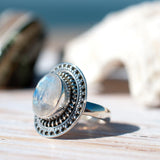 Moonstone Ring ~ Sterling Silver 925 ~ MR024 - Maresia Jewelry