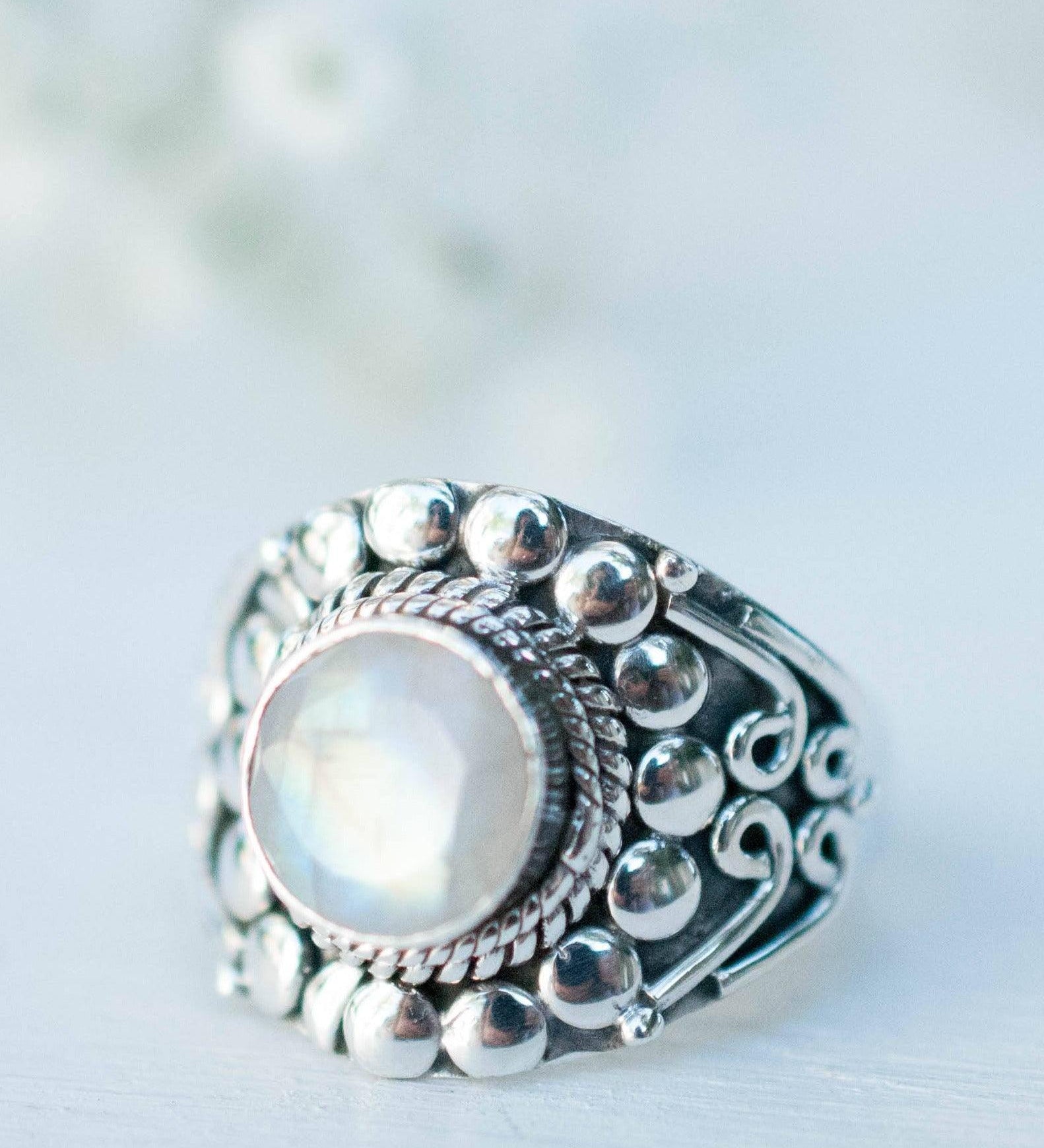 Moonstone Ring ~ Sterling Silver 925 ~MR104A - Maresia Jewelry