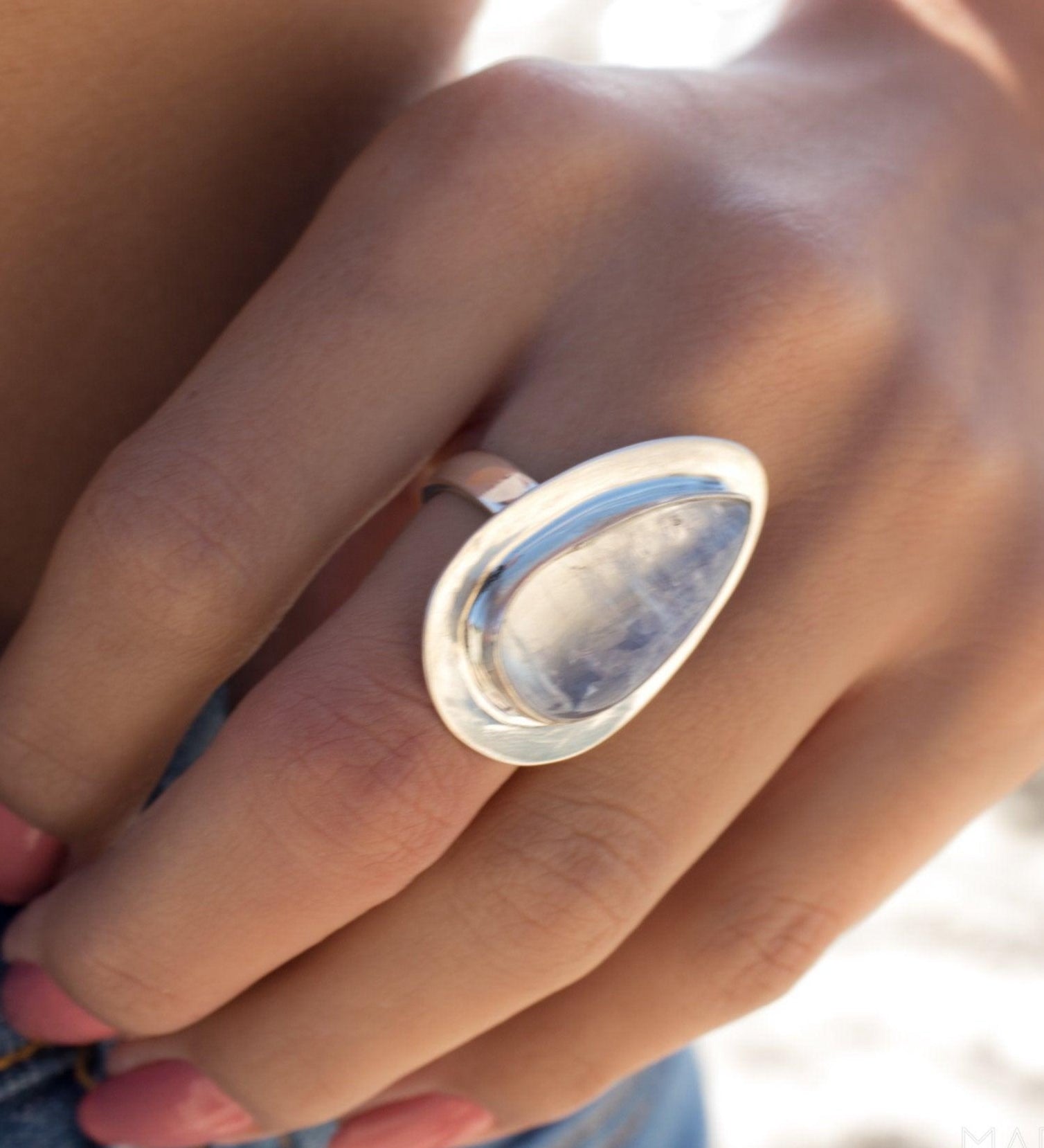 Moonstone Ring ~ Sterling Silver 925 ~ MR075 - Maresia Jewelry