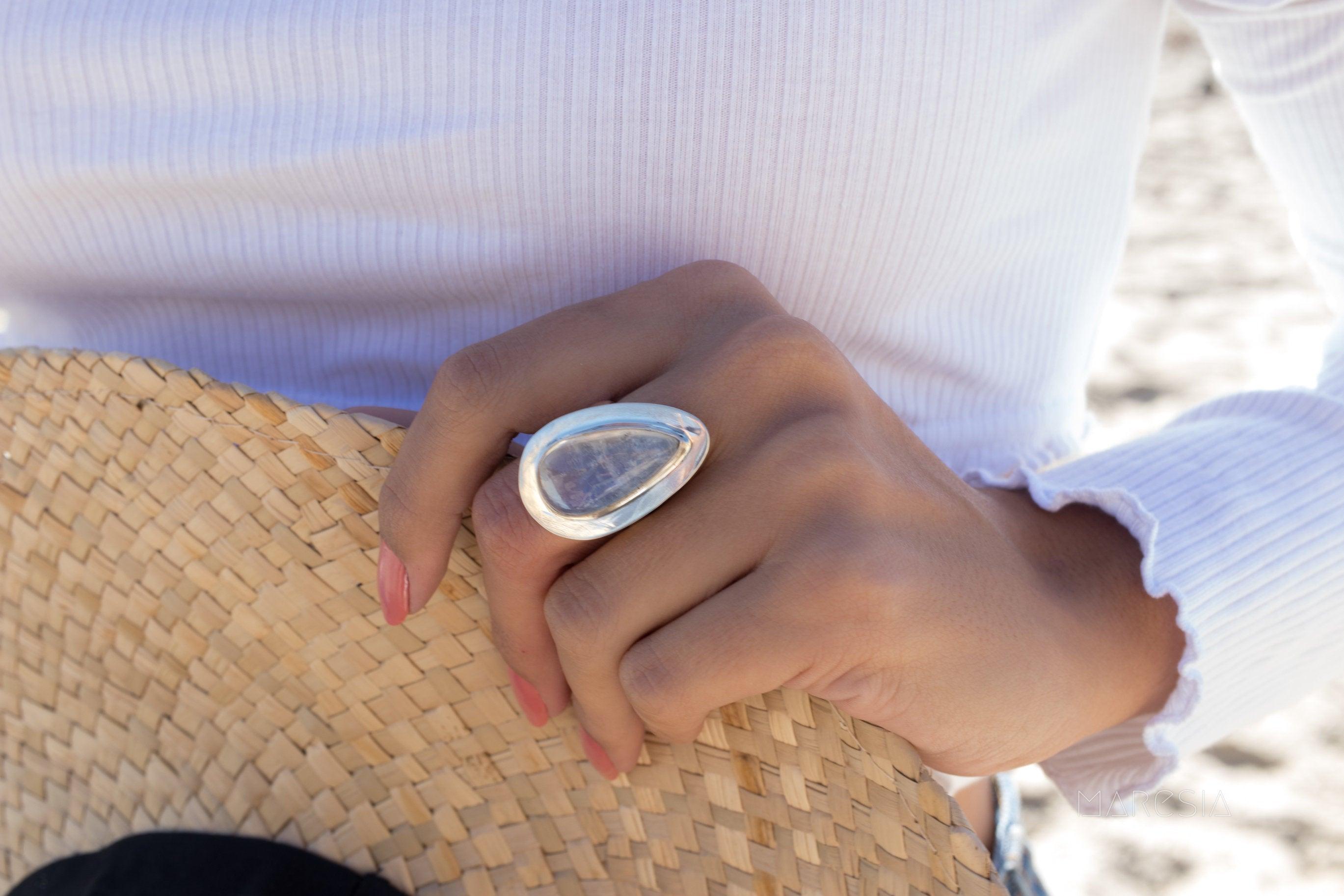 Moonstone Ring ~ Sterling Silver 925 ~ MR075 - Maresia Jewelry